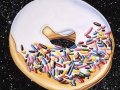 WHITE FROSTED DONUT WITH SPRINKLES IN SPACE
