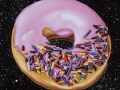 PINK DONUT WITH SPRINKLES IN SPACE